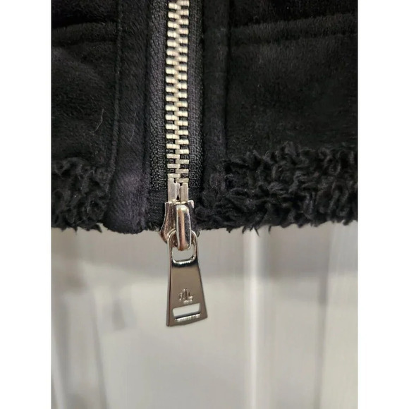 Ralph Lauren LRL black label faux shearling suade moto vest punk woman LG - Picture 7 of 10